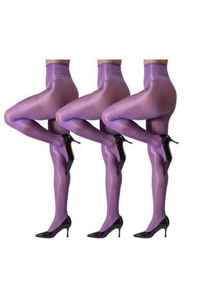 Lechery 7-Pack Glossy Semi-Opaque Statement Fashion Tights in Purple at Nordstrom, Size Small