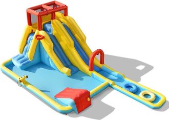 Costway Costway - Castillo Hinchable Para Ni&ntilde;os, Parque Acu&aacute;tico Inflable Con Doble Tobog&aacute;n, Juego De Baloncesto, Pistola De Agua, Pared De Escalada, Incluye 