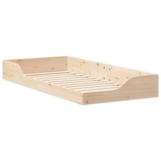 Berkfield Home Floor Bed Frame Brown 80 x 200 cm Solid pine wood in Beige