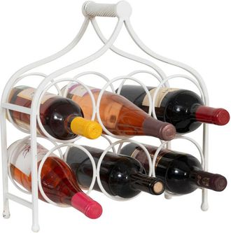 Biscottini International Biscottini - Botellero De Hierro Botellero De Mesa 37x35 Cm Botellero De Cocina Estante Para Botellas De Vino Bodega Botellero De Mostrador