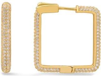 Queen Jewels Cubic Zirconia Pavé Square Hoop Earrings in Gold at Nordstrom Rack