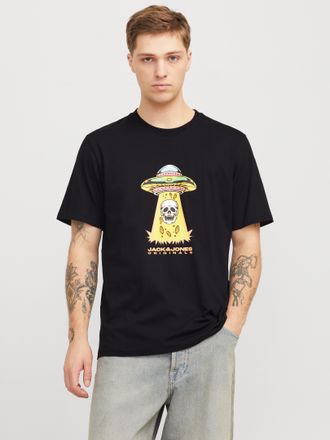 Jack & Jones T-Shirt JACK & JONES JORANATOMY SKULL TEE SS CREW NECK LN, Herren, Gr. XS, schwarz, Jersey, Obermaterial: 100% Baumwolle, bedruckt, regular fit Po-bed