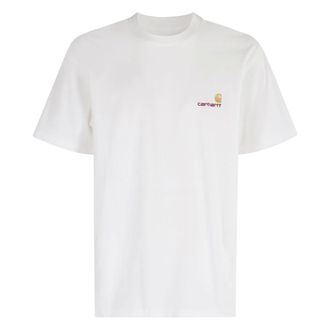 Carhartt Work in Progress Carhartt Wip, T-Shirts, male, White, Size: M Short Sleeve American Script T-Shirt