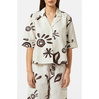 Scotch & Soda Cotton & Linen Shirt in Inky Sun Linen at Nordstrom Rack, Size 12 Us / 42 Eu