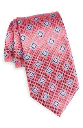 Nordstrom Geometric Silk Tie in Coral at Nordstrom