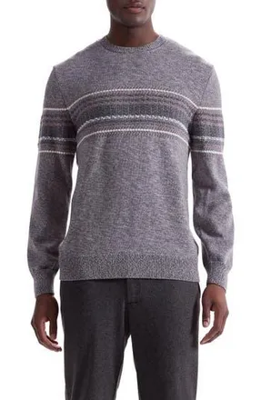 Bugatchi Chest Stripe Merino Wool Sweater in Walnut at Nordstrom Rack, Size Xx-Large