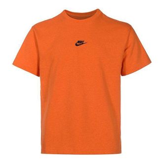 Nike Mens Nike SS22 Solid Color Embroidered Small Label Round Neck Casual Loose Short Sleeve Orange T-Shirt DN5241-886