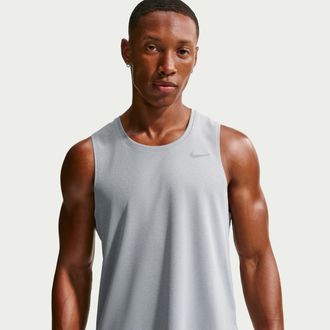 Nike Mens Miler Dri-FIT Running Tank Top in Grey | DV9321-097