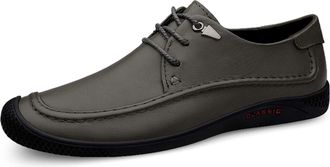 Generic Formal Dress Shoes for Men Lace Up Derby Shoes Leather Rubber Sole Block Heel Slip Resistant Classic(Grey,7.5 UK)