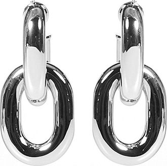 Paco Rabanne Intertwined Chain Link Silver Hoop Earrings