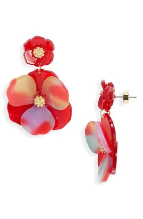 Nordstrom Pansy Drop Earrings in Red Multi- Gold at Nordstrom