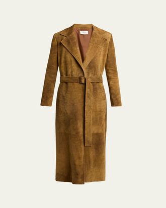 The Row Raisa Suede Belted Wrap Coat