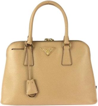 Prada Pre-owned Saffiano Leren Tote Bag - Dames - Vintage Handtas - Beige - ONE Size - Leer - Vintage