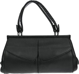 Bottega Veneta Intrecciato Handbag Leather Black Leather Handbag (Pre-Owned)