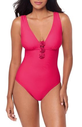 Magic Suit By Miraclesuit Wallis Plunge One-Piece Swimsuit in Rosie at Nordstrom, Size 14