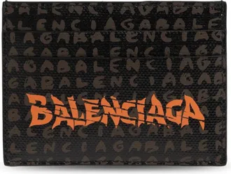 Balenciaga Accessoires, Heren, Bruin, ONE Size, Katoen, Kaarthouder met logo