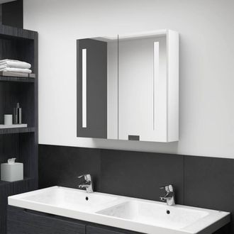 Berkfield Home LED Bathroom Mirror Cabinet Shining White 62x14x60 cm | Size: 62 x 14 x 60 cm