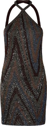 Missoni Brown Multicolor Geometric Sequins Viscose Mini Dress
