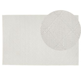 Beliani Beliani - Alfombra Blanco Crema De Lana Con Algod&oacute;n 140 X 200 Cm Rectangular Tejido A Mano Con Motivos Geom&eacute;tricos Boho Ellek