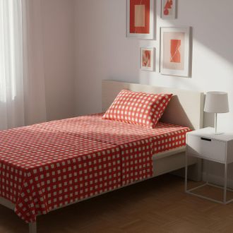 KASANOVA Completo letto 1 piazza e mezza quadretti corallo