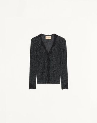 Valentino Lurex Knitted Cardigan With Lace Wo