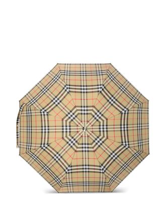 Burberry checked folding umbrella - unisex - Cotton/Polyester - One Size - Neutrals