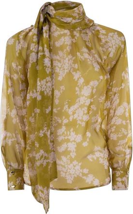 Elisabetta Franchi Gedrukte Zijde Voile Blouse - Dames - Blouses - Geel - L - Overhemden