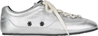 Cecilie Bahnsen Slim-Fit Metallic Leather Sneakers With Floral Accents