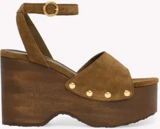 Gianvito Rossi Studded Suede Platform Sandals in Brown Suede at Nordstrom, Size 34.5