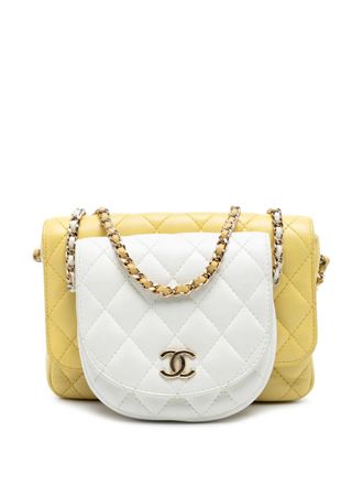 Chanel 2019 CC Quilted Lambskin Side Packs Flap crossbody bag - White