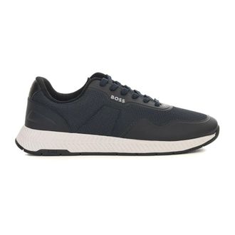 HUGO BOSS Schoenen, Heren, Blauw, 43 EU, Polyester, Titanium Runn Canvas Sneaker