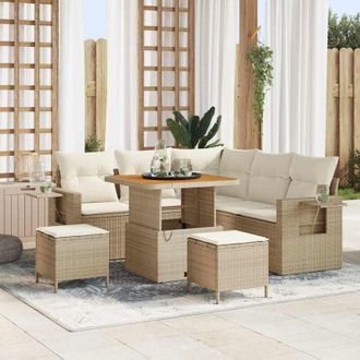 vidaXL Conjunto De Sof&aacute; De Jard&iacute;n 8 Pcs Beige Y Crema 80 X 80 X 71 Cm Vidaxl