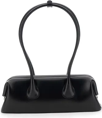 Osoi Womens Shoulder Bag Boat Wide Mini Black Leather