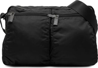 Prada Pre-owned Prada Saffiano Trimmed Tessuto Double Zip Crossbody Unisex L3IYB1XIP11YWI1N