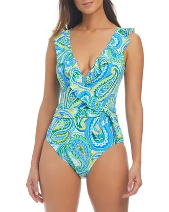 Bleu Rod Beattie Bleu Rod Beattie More is More Ruffle Surplice One-Piece
