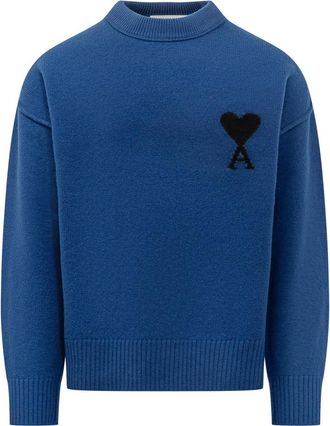Ami Blue Mock Collar Sweater