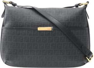 Fendi Pre-owned Canvas Schoudertas - Dames - Vintage Schoudertas - Zwart - ONE Size - Leer - Vintage