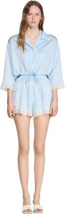 Sandro Shirt embellished with rhinestones in Sky Blue at Nordstrom, Size X-Large
