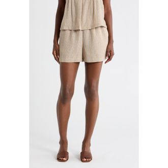 Max Studio Stripe Drawstring Shorts in Neutral Stripe at Nordstrom Rack, Size X-Small
