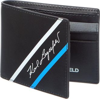 Karl Lagerfeld Karl Lagerfeld Stripe Leather Billfold Wallet