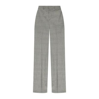Balmain Straight Trousers, male, Gray, Size: XL Darted Trousers in Prince of Wales Wool