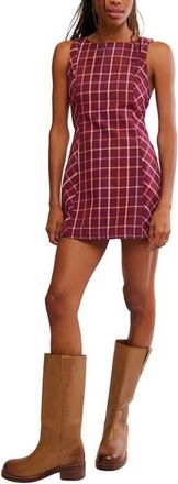 Free People Atlas Plaid Minidress in Cocoa Plum Com at Nordstrom, Size X-Small