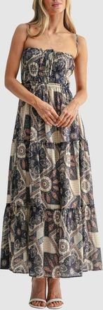All in Favor Backless Tiered Maxi Dress in Cream Multi at Nordstrom, Size X-Small