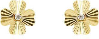 The Lovery Fluted Gold Four Leaf Clover Stud Earrings