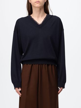 Fabiana Filippi V-Neck Wool and Cotton Blend Long-Sleeved Jumper