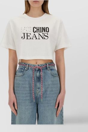 Moschino logo cropped crew neck t-shirt