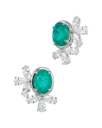 Savvy Cie Jewels Silver Cz Stud Earrings