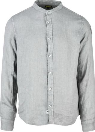 Blauer Linnen Overhemd - Heren - Casual Overhemden - Grijs - XL - Linnen - Overhemden