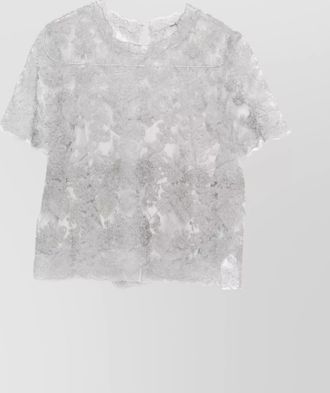 Ermanno Scervino floral lace round neck sheer top