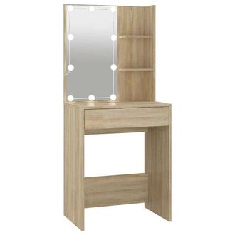 Berkfield Home Dressing Table with LED Sonoma Oak 60x40x140 cm in Light Tan | Size: 60 x 40 x 140 cm
